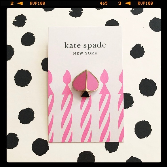 kate spade Accessories - Kate Spade Pink & Gold Spade Pin